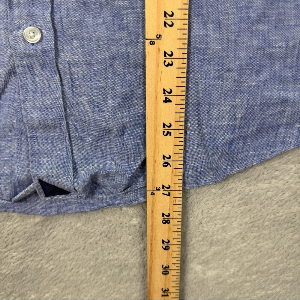UNTUCKIT Slim Fit Valente WR Button Up 100% Linen Shirt Blue Mens Medium EUC - Picture 6 of 6